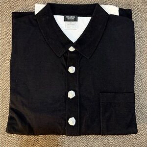 Men’s CHANEL Black Shirt with Black Lion’s Head Buttons